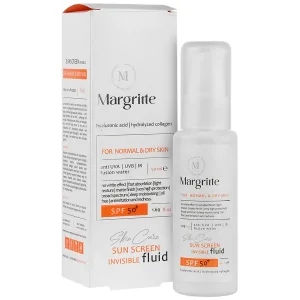 فلوئید ضد آفتاب بی رنگ SPF50 پوست نرمال و خشک مارگریت