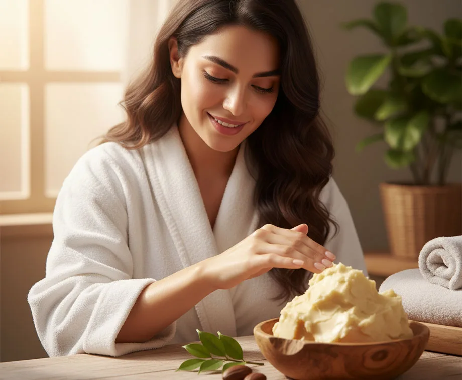 خانمی در حال استفاده از شی باتر 