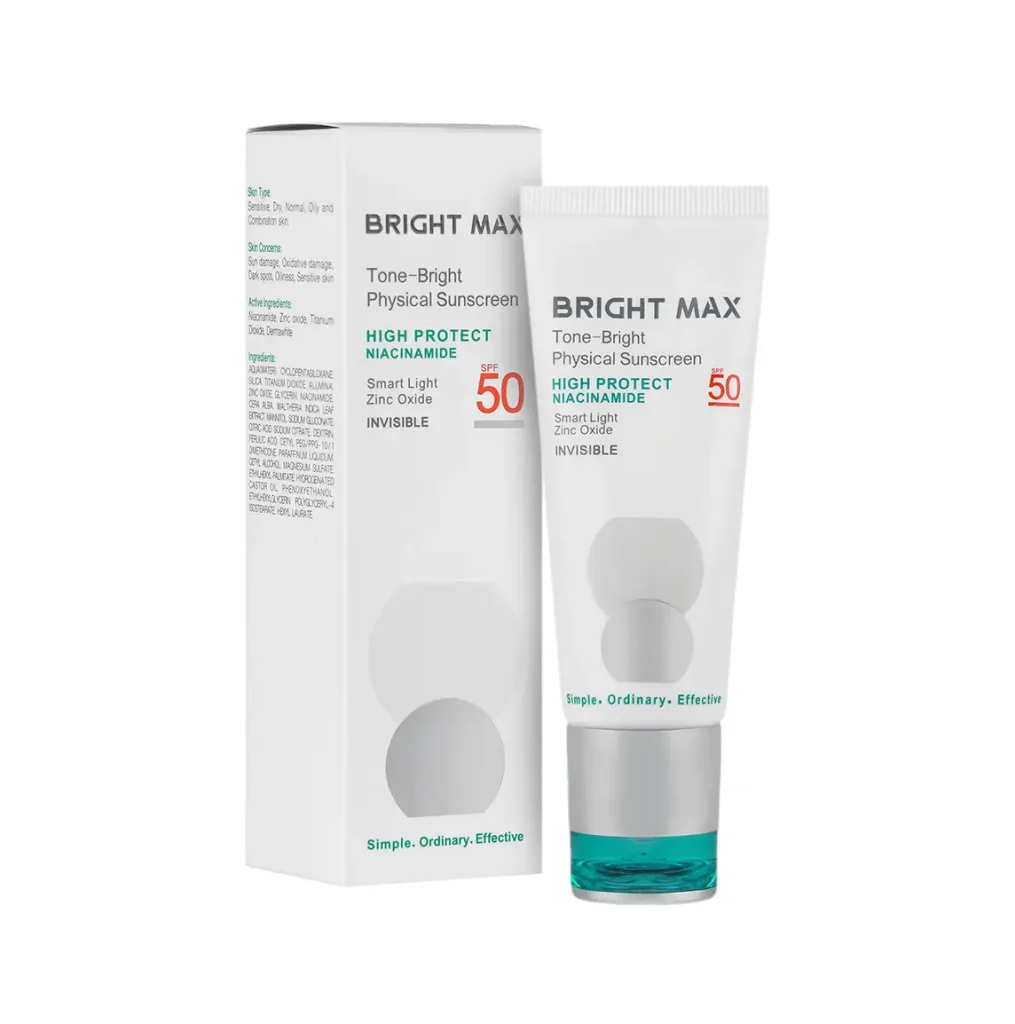 کرم ضد آفتاب SPF50 بدون رنگ فیزیکال تن-برایت برایت مکس
