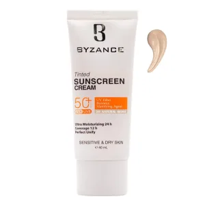 کرم ضد آفتاب رنگی SPF50 بژ طبیعی 20 پوست خشک بیزانس