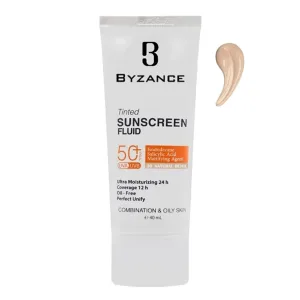 کرم ضد آفتاب رنگی SPF50 بژ طبیعی 20 پوست چرب بیزانس