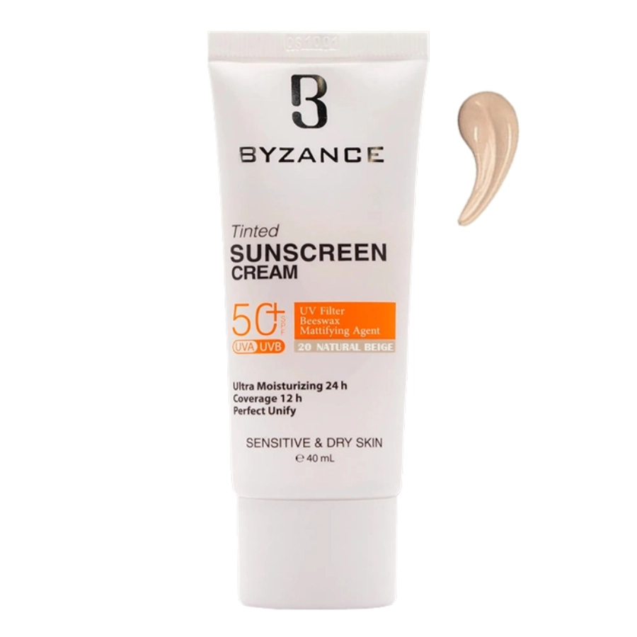 کرم ضد آفتاب رنگی SPF50 بژ طبیعی 20 پوست خشک بیزانس