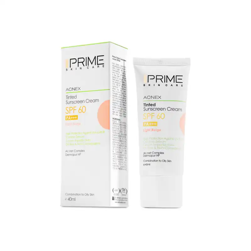 کرم ضد آفتاب رنگی بژ روشن فاقد چربی SPF60 پرایم