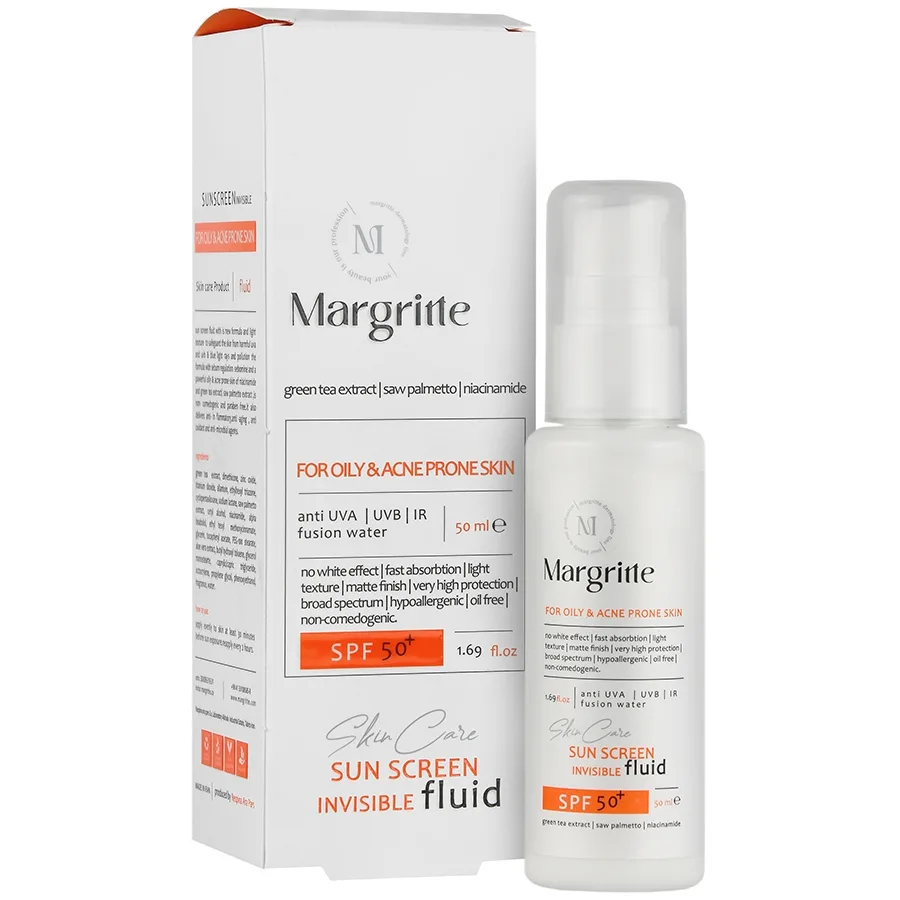 فلویید ضد آفتاب بی رنگ پوست چرب و آکنه ای SPF50 مارگریت