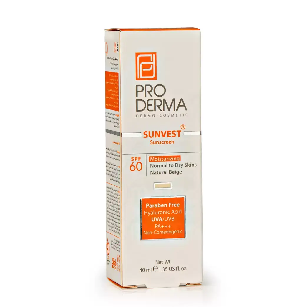کرم ضد آفتاب بژ طبیعی پوست خشک SPF60 پرودرما