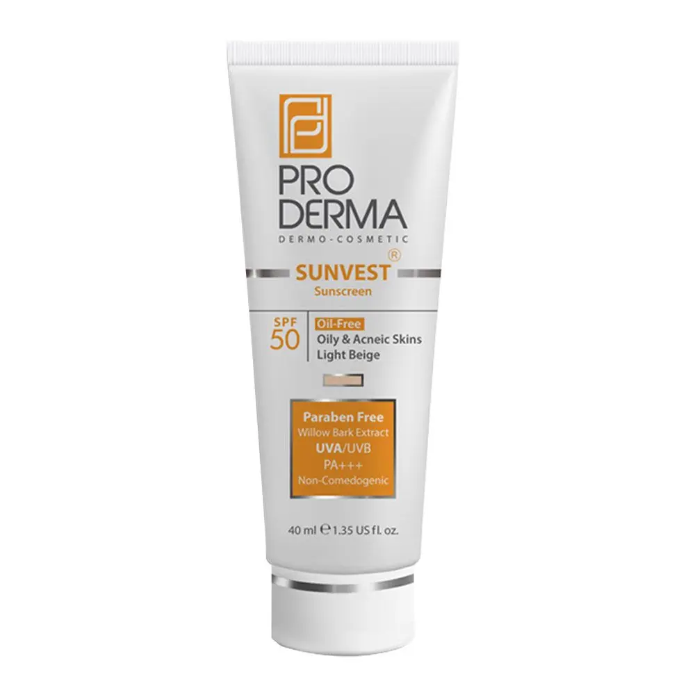 کرم ضد آفتاب بژ روشن پوست چرب SPF50 پرودرما