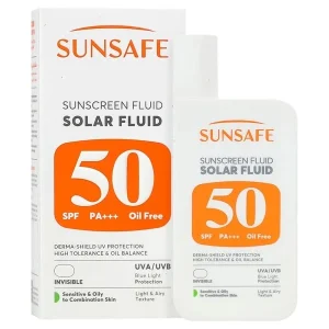 ضد آفتاب سولار فلوئید SPF50 مناسب پوست‌های حساس و چرب سان سیف